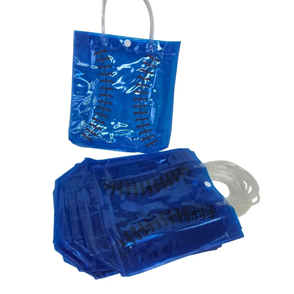 Baseball Gift Bags 12pc Blue PVC Snap Closure Sports Party Favor Tote NWOT